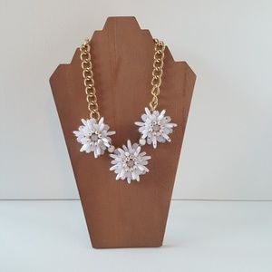 White Flower Statement Necklace